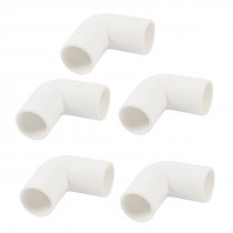 5 Pcs White PVC 16mm Inner Dia 90 Degree Bent Wire Pipe Connector