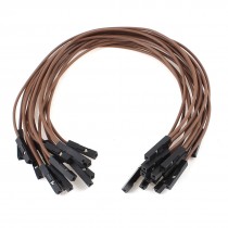 15 Pcs 20cm Length Double Head 1pin Female Jack Connector Jumper Cable Brown