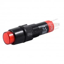 DC 24V SPDT 5Pin Soldering Momentary Red Lamp Press Push Button Switch