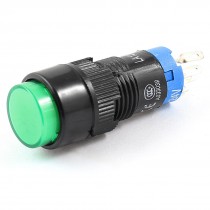 Plastic SPDT Flat Head Momentary Green Indicator Lamp Push Button Switch DC 24V