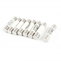 8 Pcs AC 500V 3A 10x38mm Cylindrical Fuse Links Silver Tone White
