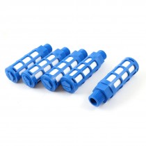 5 Pcs 3/8PT Plastic Pneumatic Air Exhaust Noise Reducing Silencer Muffler Blue
