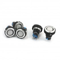 12V 22mm SPDT 5Pin Soldering Momentary Warm White Lamp Pushbutton Switch 5Pcs