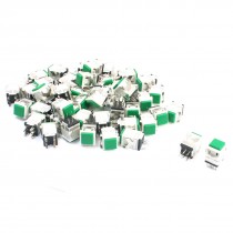 50Pcs Green Head DPDT Soldering Terminal Latching Snap in Push Button Switch