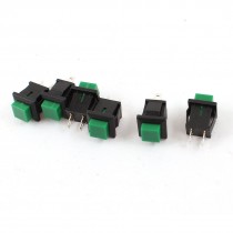 6 Pcs Momentary SPST 2 Pins Green Square Head Push Button Switch AC 125V 1A