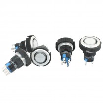 24V 22mm SPDT 1NO 1NC Momentary Warm White Pilot Lamp Push Button Switch 5Pcs