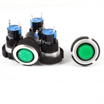 5 Pcs DC12V 22mm Diameter Thread Panel Mounting Green Signal Indicator Light