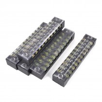 5pcs 600V 15A 10-Positions Double Row Covered Screw Terminal Barrier Strip