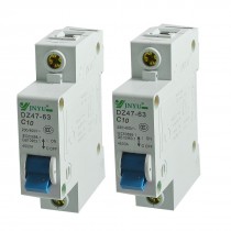 2 Pcs AC 230V/400V 10A Single Pole 1P Overload Protection Circuit Breaker