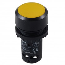 Yellow Button 4 Terminals Plastic Momentary Push Switch 