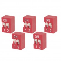 5 Pcs 2.54mm Pitch 2 Position Piano Type DIP Switch Red Urjew