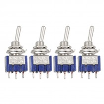 4 Pcs 3 Pins SPDT ON/OFF/ON Toggle Switches AC 125V 6A