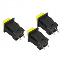 3 x Yellow Cap Square Latching N/O OFF-(ON) Car Boat 3V/6V/9V/12V Push Switch
