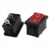 10pcs Red Button ON-OFF I/O 2 Pin SPST Snap in Rocker Switch 6A/250V 10A/125V AC