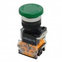 AC 660V 10A 35mm Green Sign Momentary Mushroom Push Button Switch 1 NO 1 NC