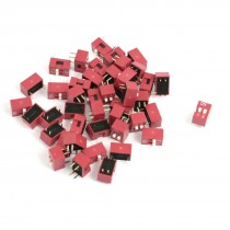 70 Pcs 2.54mm Pitch 2 Positions Slide Type DIP Switch Red