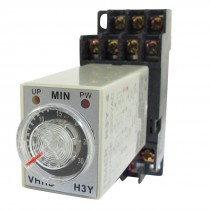 AC 220V 0-30 Minute 30m Timer Power On Delay Time Relay 14 Pin H3Y-4 + Socket