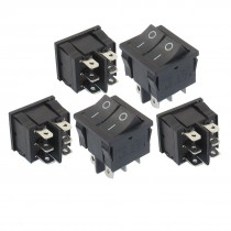 5 Pcs 6 Pin SPDT Black Button On/On Rocker Switch AC 6A/250V 10A/125V