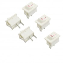 5 Pcs 2 Pin SPST On/Off Rocker Switch AC 6A/250V 10A/125V White Wkprr