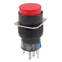 DC 24V Red Neon Light Round Self Locking Push Button Switch AC 3A/250V