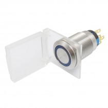 AC 250V 3A 220V Blue Lamp Plane Stainless Key Push Button Switch
