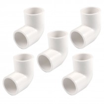 PVC-U 20mm Drainage Pipe Adapter Connector 90 Degree Elbow White 5 Pcs