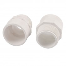 2 Pcs 1.575" Male Thread PVC Pipe Tube Adapter Connectors White