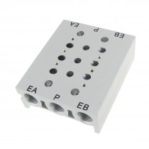 Rectangle Aluminum Block Manifold Solenoid Valve Base 3 Stations
