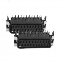 2 Pcs 21 Pins Vertical Type Scart Jack Socket Connector