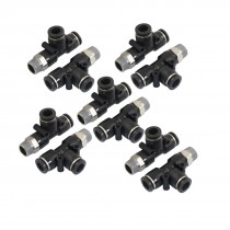 10 Pcs 1 4" PT Male Thread 8mm Pneumatic Push in Fittings T Joint Connectors