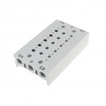 Rectangle Aluminum Block Manifold Solenoid Valve Base 5 Stations