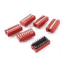 Slide Type Dual Row 16pin Terminals 8 Positions Way DIP Key Switch 6 Pcs