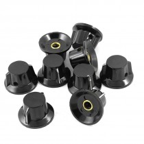 9 Pcs Black 20mm Top 6mm Shaft Insert Dia Potentiometer Knobs Caps