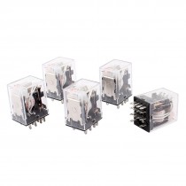 AC 24V Coil 4PDT 14-Pin Red LED Lamp General Purpose Power Relay 5 Pieces