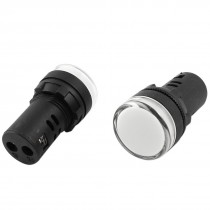 2Pcs AC/DC24V Energy Saving White LED Indicator Pilot Signal Light Lamp 22mm