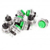 10 Pcs Momentary SPST NO Green Round Cap Push Button Switch AC 125V 3A