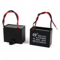 AC 450V 10uF 5% Wired Metalized Polypropylene Film Motor Run Capacitors 2 Pieces