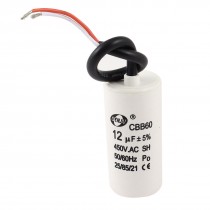 AC 450V CBB60 12UF 50/60Hz Washer Polypropylene Film Motor Capacitor White