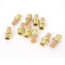 1/8PT Male Thread Brass Pneumatic Air Exhaust Silencer Muffler Gold Tone 10 Pcs