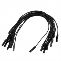 15 Pcs 20cm Length Double Head 1pin Female Jack Connector Jumper Cable Black