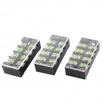 Dual Row Screw Terminal Covered Barrier Strip 600V 45A 4 Position 3pcs