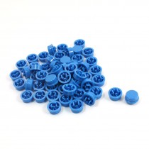 55Pcs 12x12x7.3mm Tactile Push Button Switch Blue Plastic Round Cap