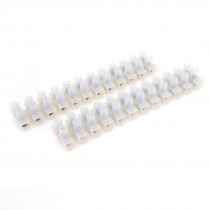 2 Pcs White 12 Position 2 Row Screw Barrier Strip Terminal Blocks 380V 20A