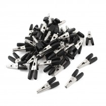 50 Pcs 35mm Long Black Plastic Test Lead Crocodile Clamps Alligator Clips