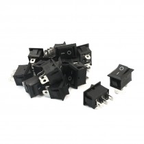 15Pcs SPDT ON/OFF 3Pin Black Head Rectangle Rocker Switch AC250V 6A AC125V 10A