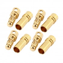 4 Pairs 3.5mm Gold Tone Metal RC Battery Bullet Banana Connector Plug