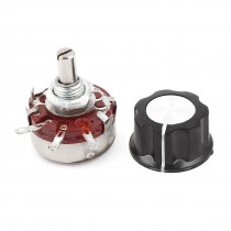 680K ohm 10mm Screw Thread Single Turn Rotary Wire Wound Potentiometer w Knob