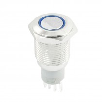 DC12V Blue LED Indicator SPDT 16mm Thread Latching Metal Push Button Switch