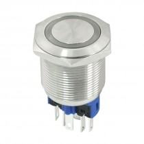 DC 12V Red LED DPST Latchinging Stainless Steel Push Button Switch 22mm Thread