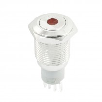 DC 12V Red Dot LED Indicator SPDT 16mm Latching Type Metal Push Button Switch
